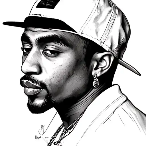 2pac portrait tattoo design idea