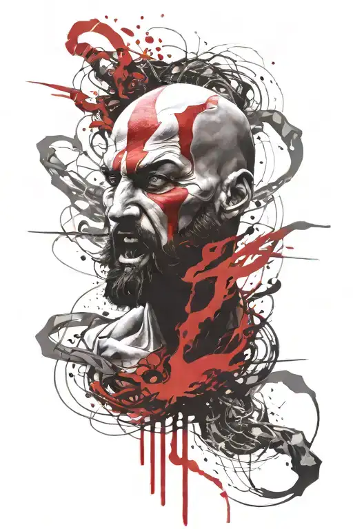 kratos god of war fighting medusa tattoo design idea