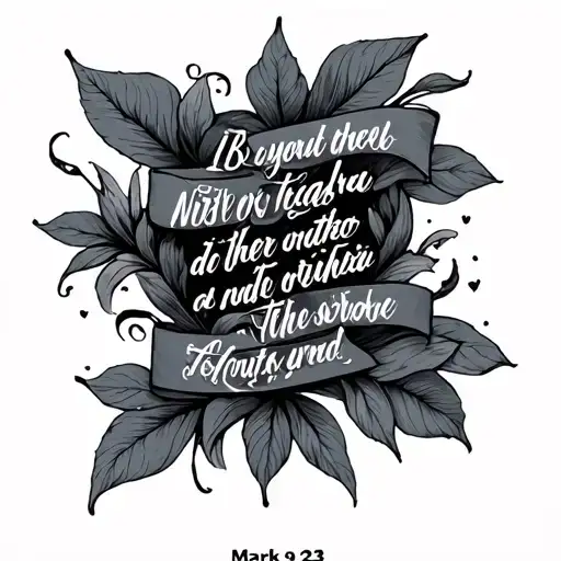Mark 9 23 verse on paper tattoo design idea