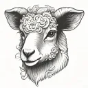 cute lamb face tattoo design idea