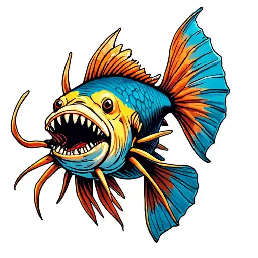 Angler fish swimming gracefully tattoo design idea