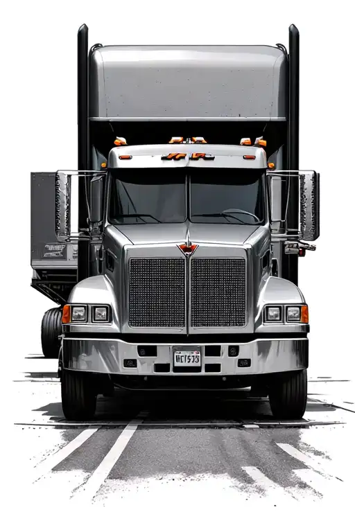 keyboard road with Peter built truck parked in front tattoo design idea