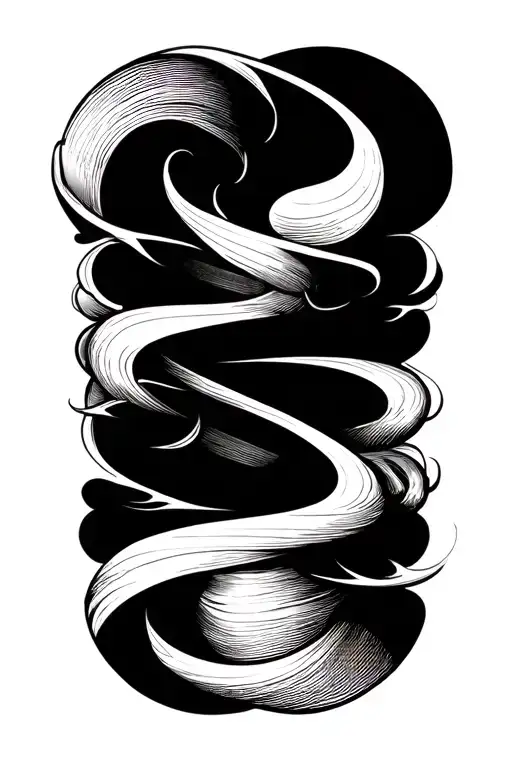 blackout with curved linework tattoo design idea