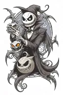 jack skellington x ghost pokemon gengar tattoo design idea