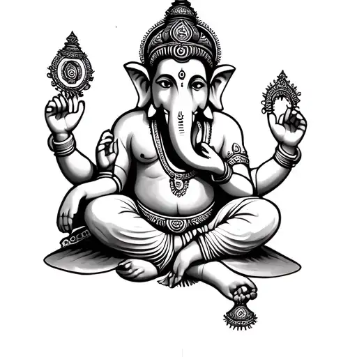 swami ganpati outline outer body little lines tattoo design idea
