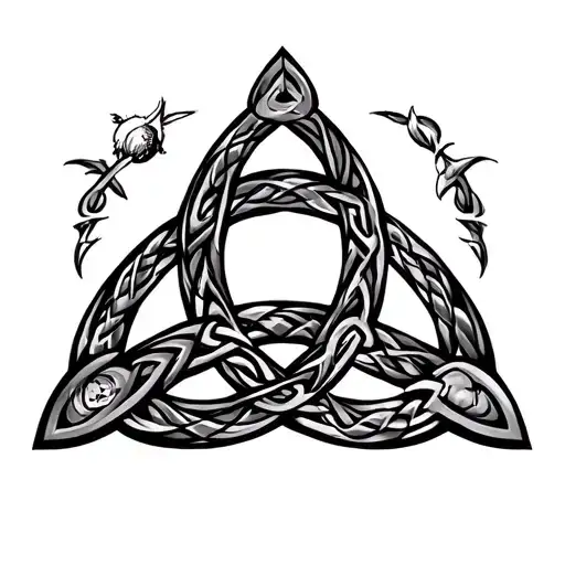 Celtic trinity knot incorporating elements of Australia, Ireland and Scotland tattoo design idea