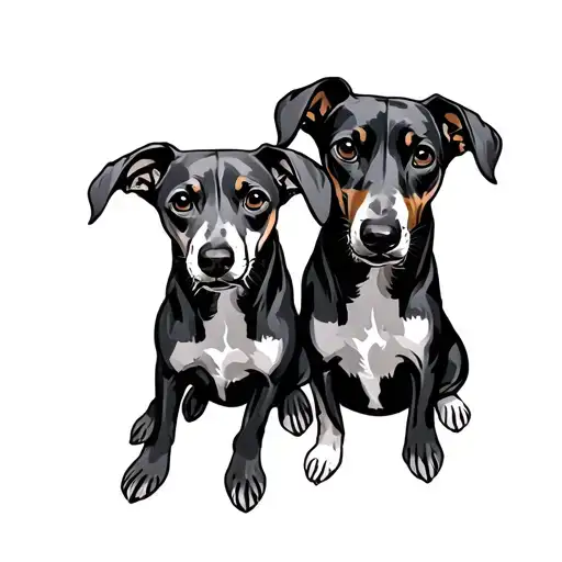 two whippet dog sitting tattoo design idea