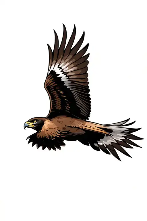red tail hawk flying towards tattoo design idea