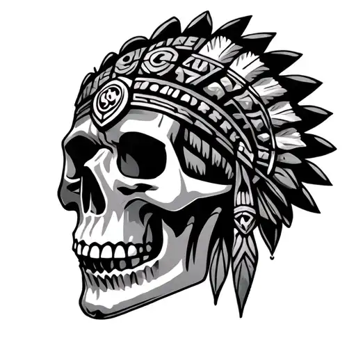 Aztec symbols skull tattoo design idea