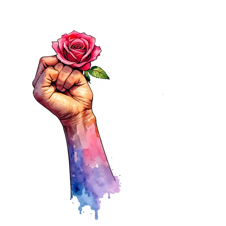 Socialist fist and rose tattoo tattoo design idea