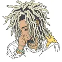emo,depression,anxiety,darkness,introvert,lonely,suicidal,sad,dark skinned male,dyed short dreads fully hiding face,teen tattoo design idea