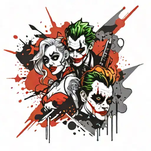 joker and harley quinn tattoo design idea