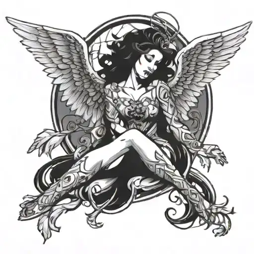 angel dark tattoo design idea