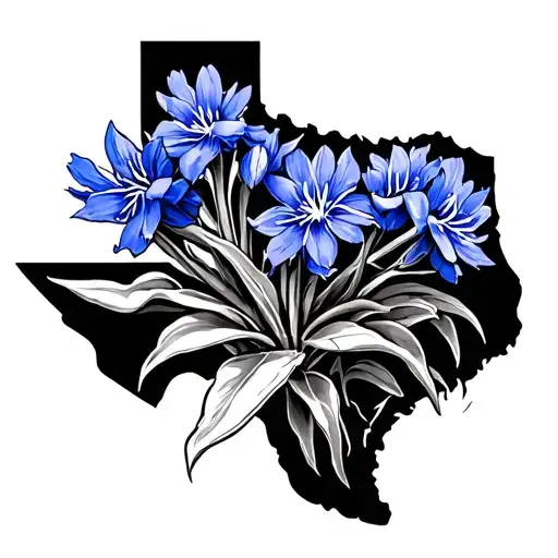 manly bluebonnet Texas with agave plant tattoo design idea