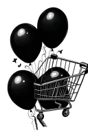 NF black balloons, shopping cart and keys tattoo design idea