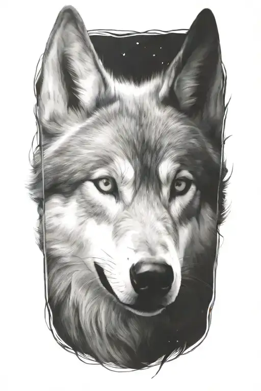 wolf space tattoo design idea