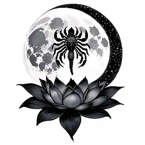 lotus flower Scorpio full moon tattoo design idea