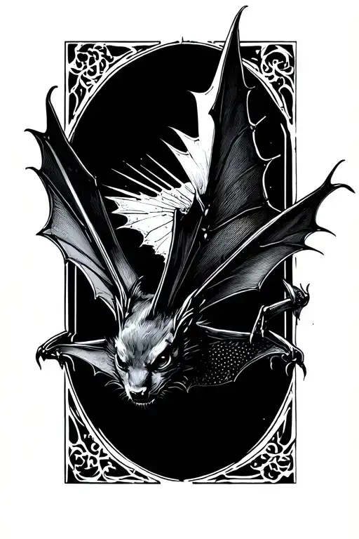 bat flying tattoo design idea