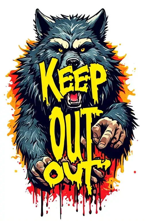 "Keep Out" werewolf tattoo design idea