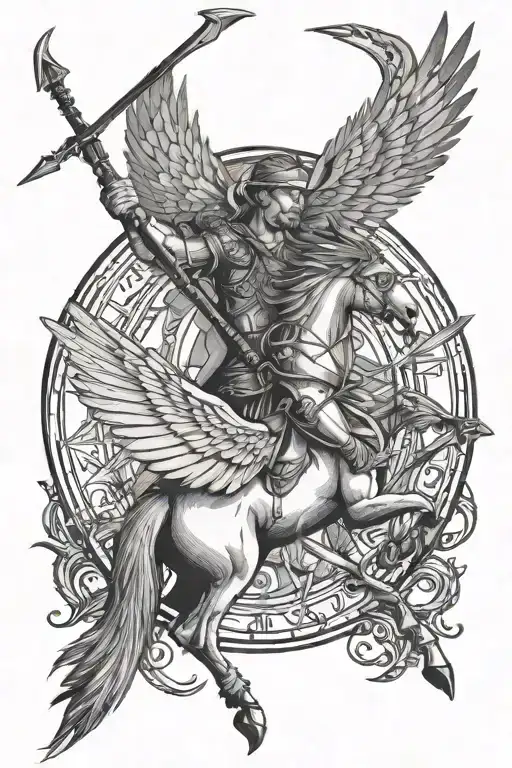 12-07-77, Sagittarius, 3 arrows, hawk wings tattoo design idea