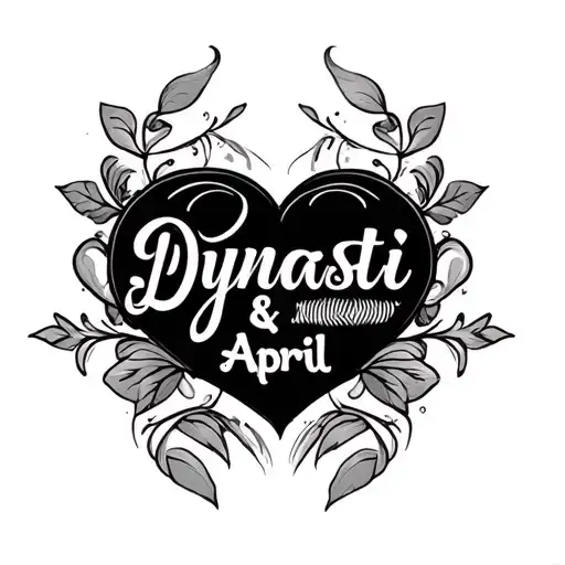 "Dynasti & April" name tattoo design hearts tattoo design idea
