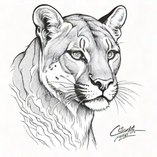 cougar head emerging stronger tattoo design idea