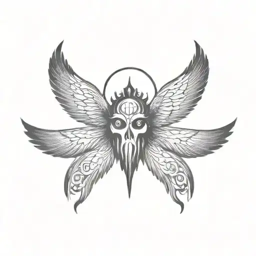 seraphim, 6 wings, centre eye tattoo design idea