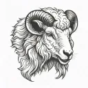 face of a sheep smiling with wolf teeth tattoo design idea