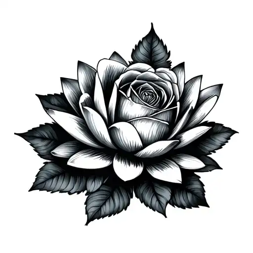 cassowary  Gothic Roses Waterlily Leafs  tattoo design idea