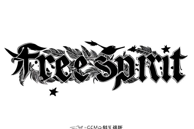 "free spirit" feathers and birds flying tattoo design idea