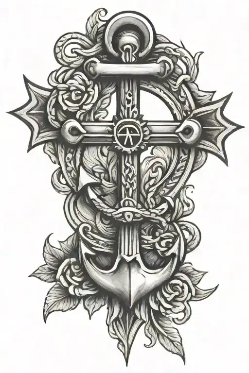 anchor cross tattoo design idea