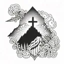 cross on mountain tattoo design idea