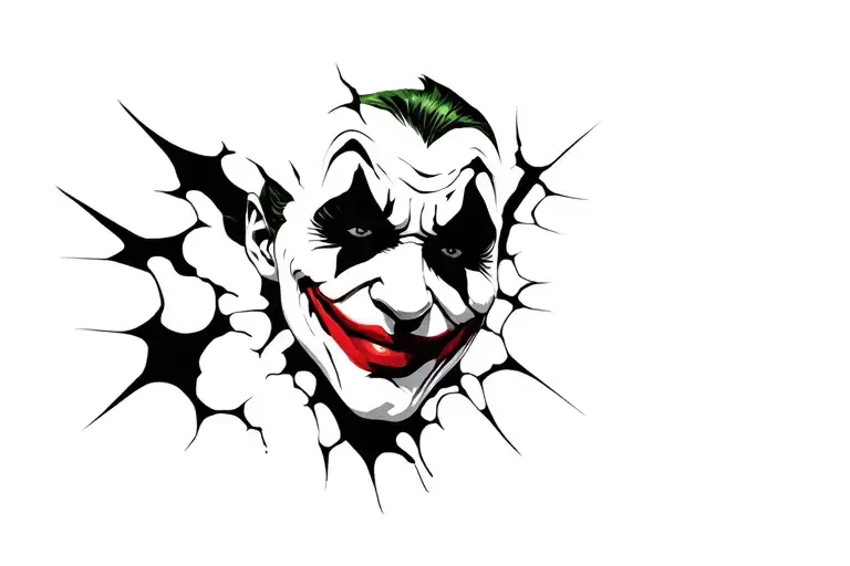 broken joker mask tattoo design idea