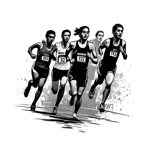 Boston marathon runners running tattoo design idea