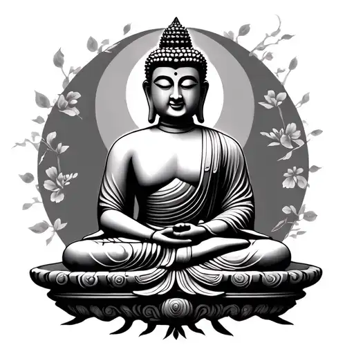 vietnamese budha sitting tattoo design idea