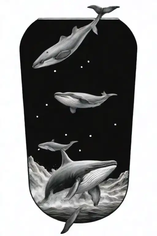 whale space tattoo design idea