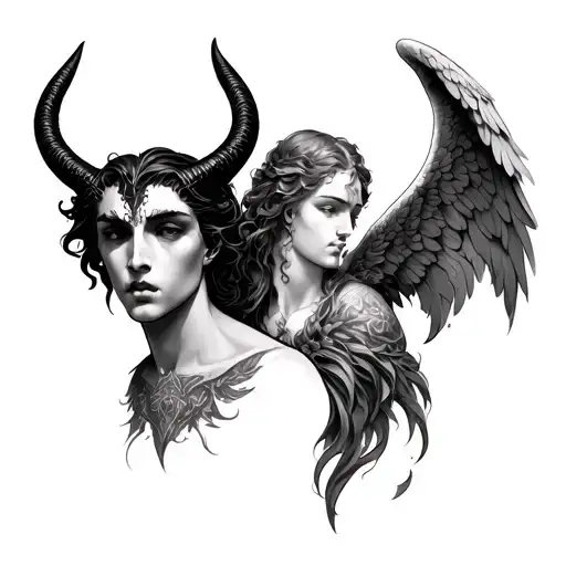 Devil And Angel Neck tattoo design idea