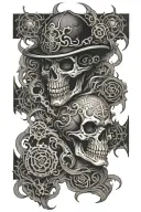 dark vibe hell effect smokey patch work tattoo design idea