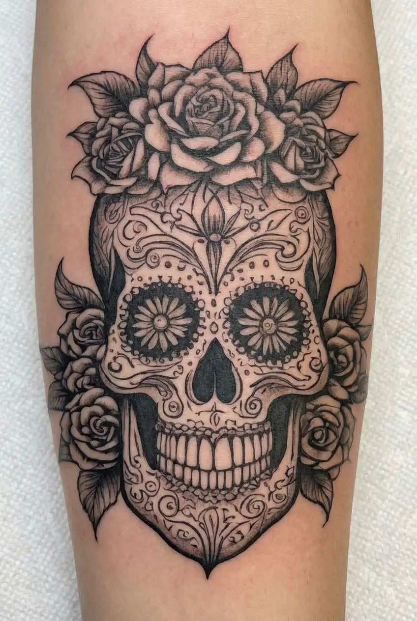 sugar-skull tattoo design idea