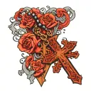 heart shaped rosary  tattoo design idea