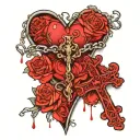 heart shaped rosary  tattoo design idea