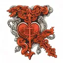 heart shaped rosary  tattoo design idea