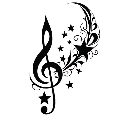 treble clef with stars tattoo design idea