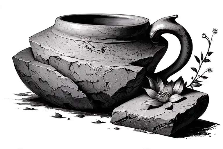 stumbling block used as vase tattoo design idea