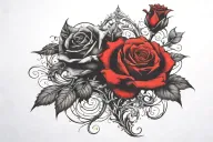 two rose wrapped one black one red  tattoo design idea