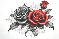two rose wrapped one black one red  tattoo design idea