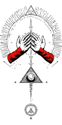 “As Above, So Below” symbolism using mirrored hands, celestial bodies, or triangles. Let the design flow  tattoo design idea