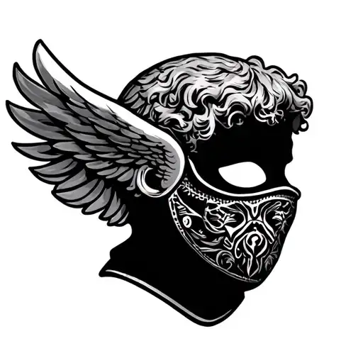 cherub ski mask tattoo design idea
