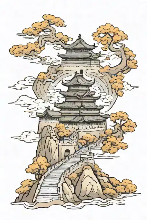 great wall of china tattoo design idea