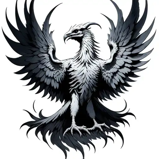 undead phoenix tattoo design idea